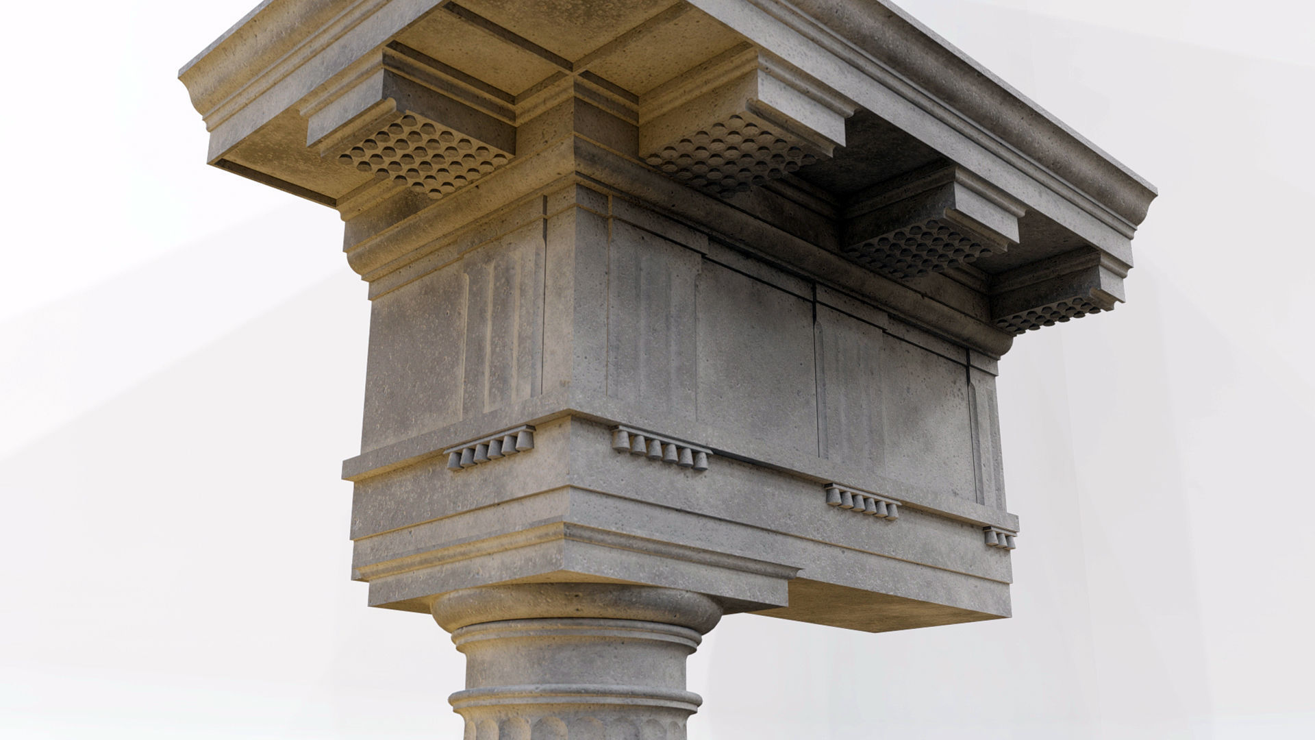 Mutulary Doric two column with pedestal and entablature 3D model_8