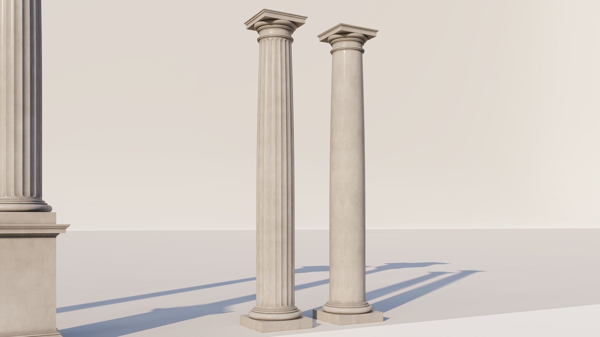 Mutulary Doric two column with pedestal and entablature 3D model_4