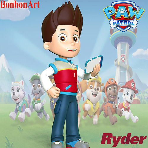 Ryder boy holding cell phone 3D print model