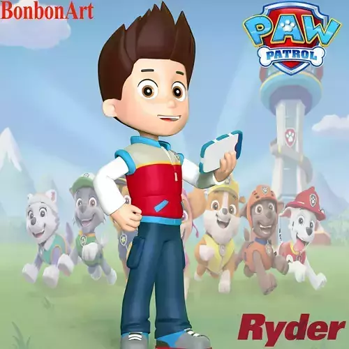 Ryder boy holding cell phone 3D print model
