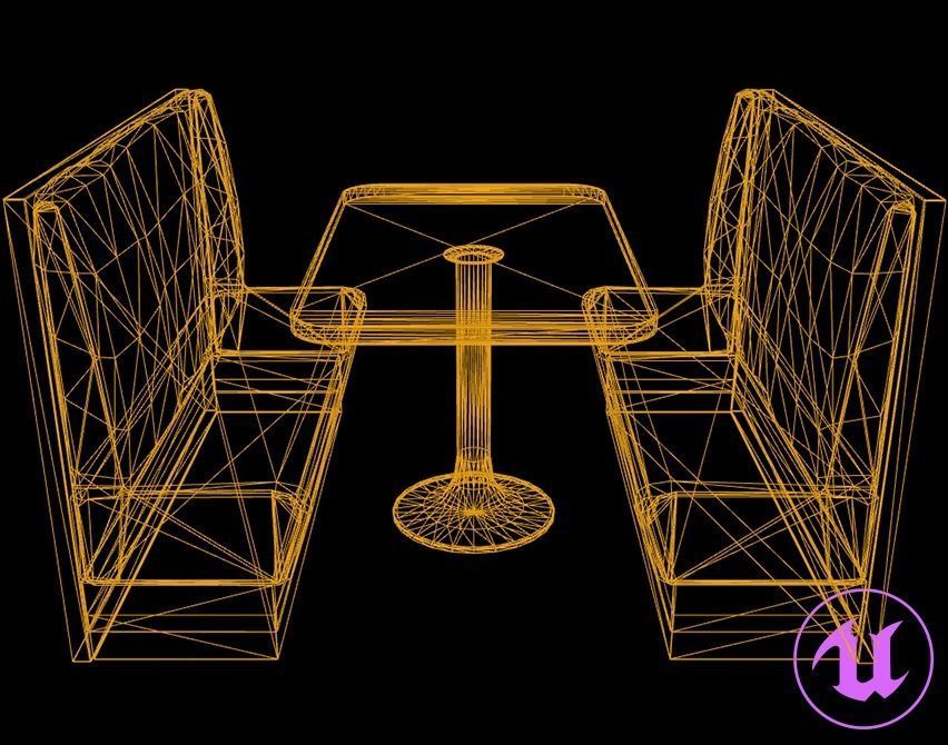 Retro Diner Booth Low-poly 3D model_4