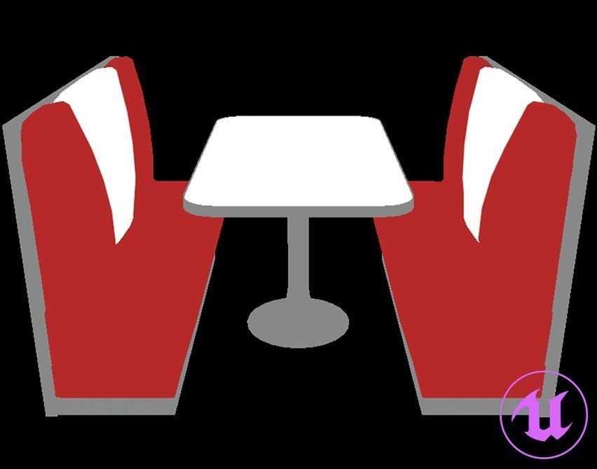 Retro Diner Booth Low-poly 3D model_3