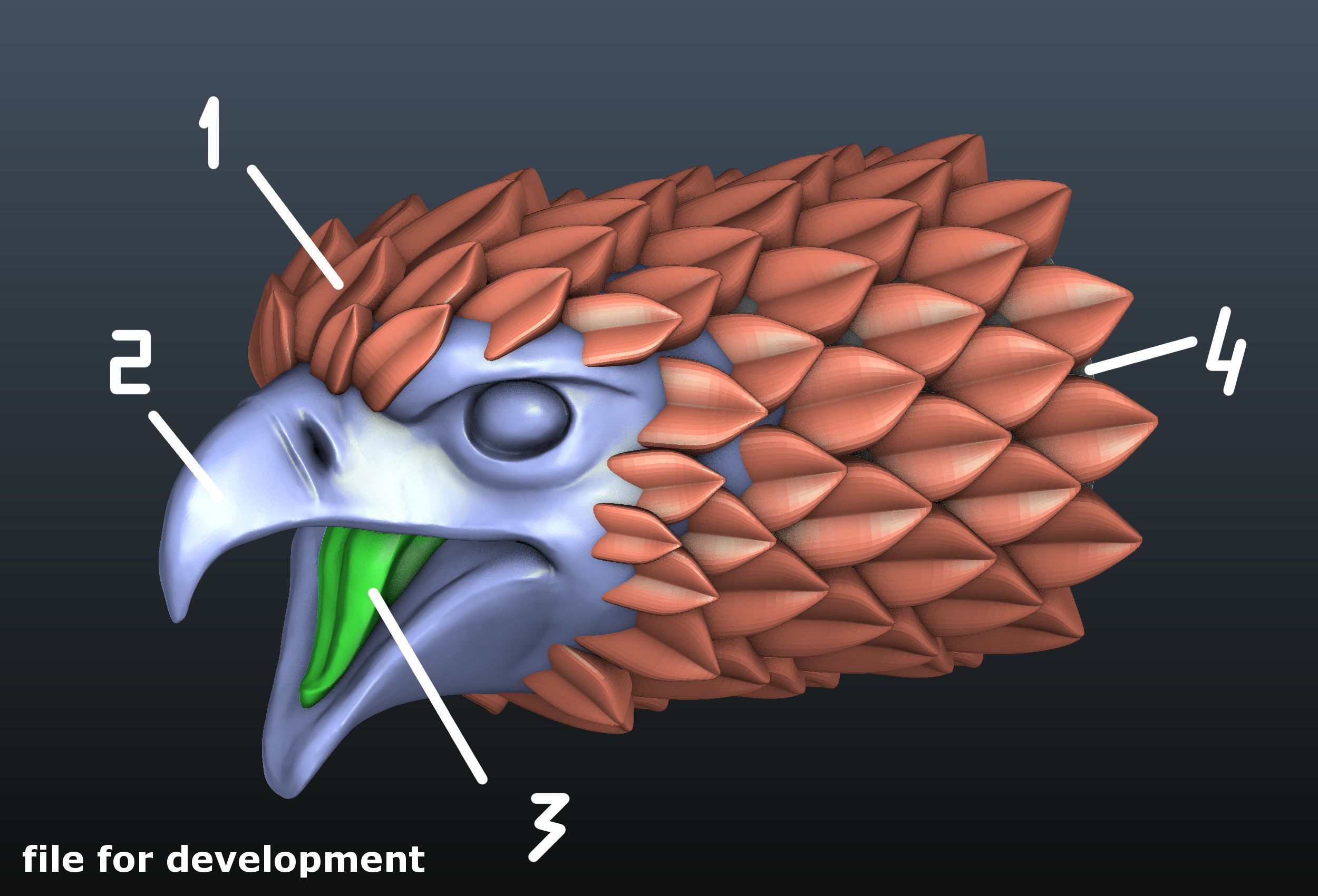 Falcon Head Stylized 3D print model_18