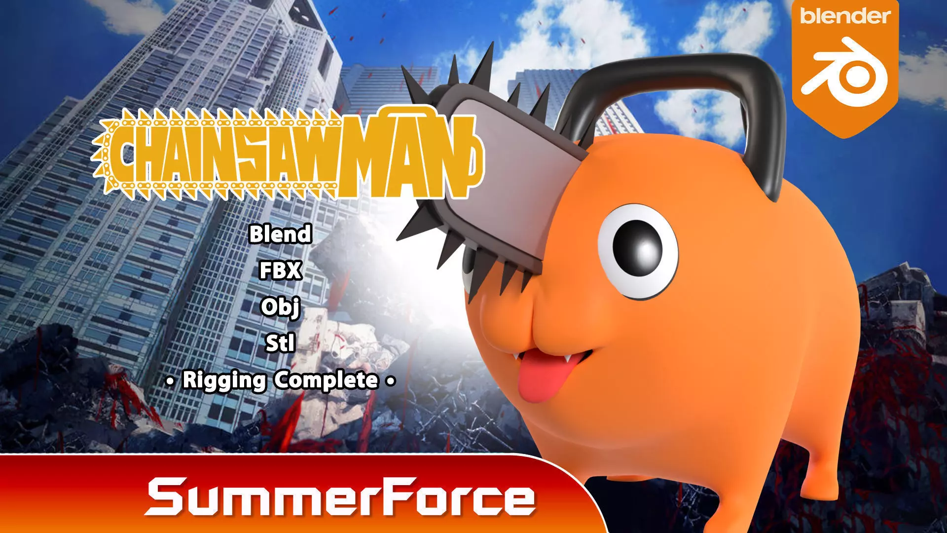 Pochita - Chainsaw Man Low-poly 3D model_0