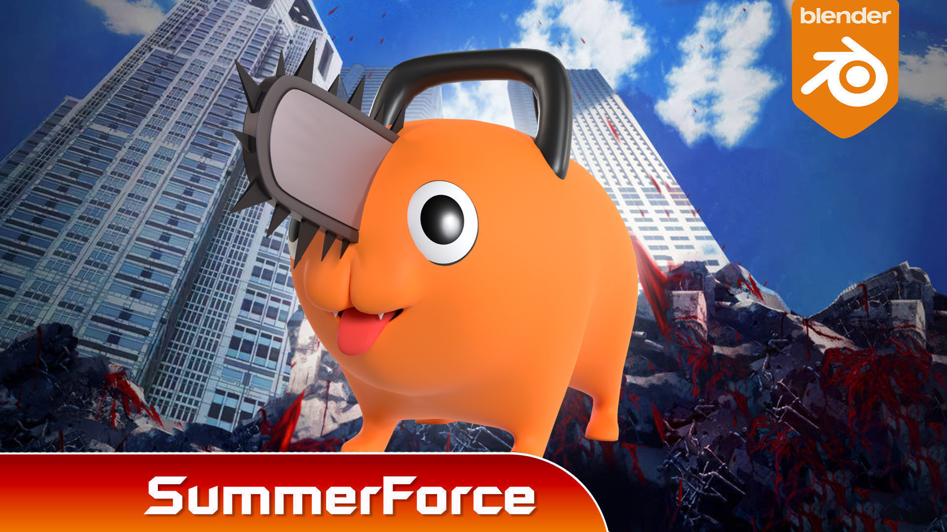 Pochita - Chainsaw Man Low-poly 3D model_1