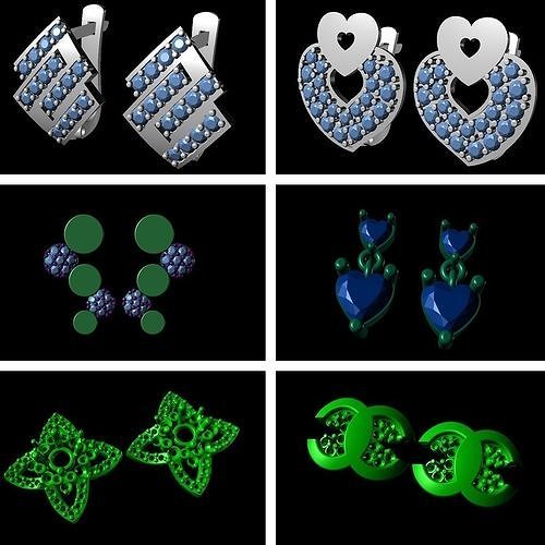 Women Diamond Earring 3dm STL Print Model 14-19 3D print model