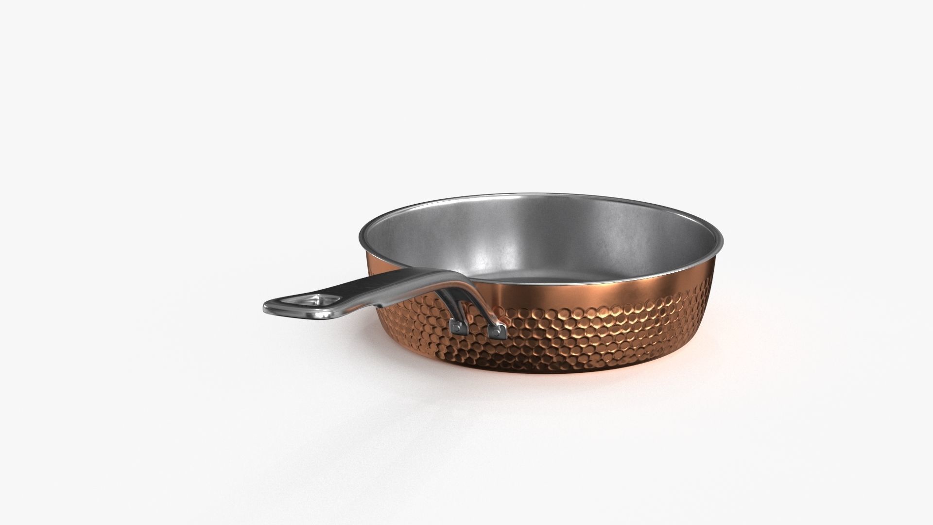 Stainless Steel Cookware Skillet 2 Low-poly 3D model_6