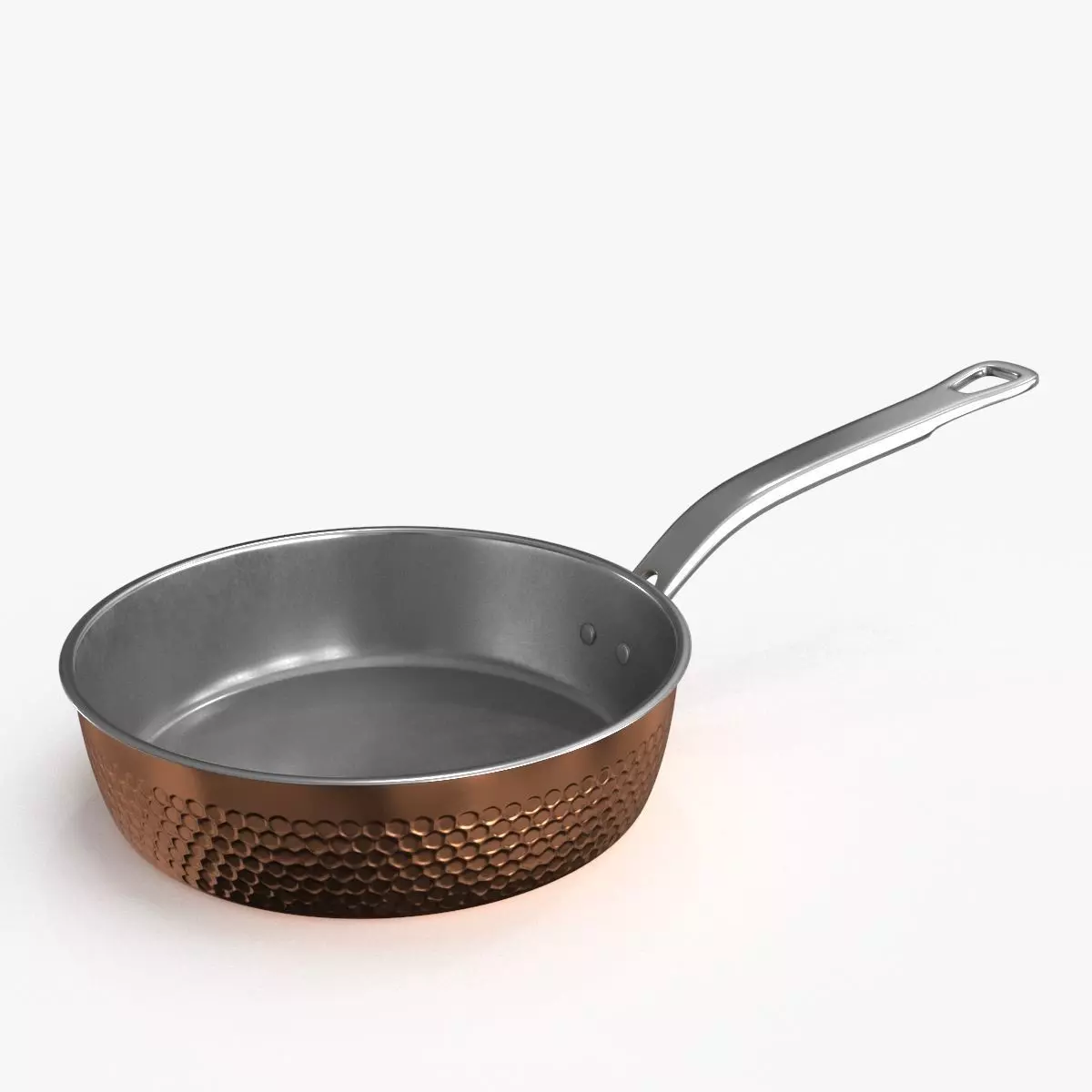 Stainless Steel Cookware Skillet 2 Low-poly 3D model_0