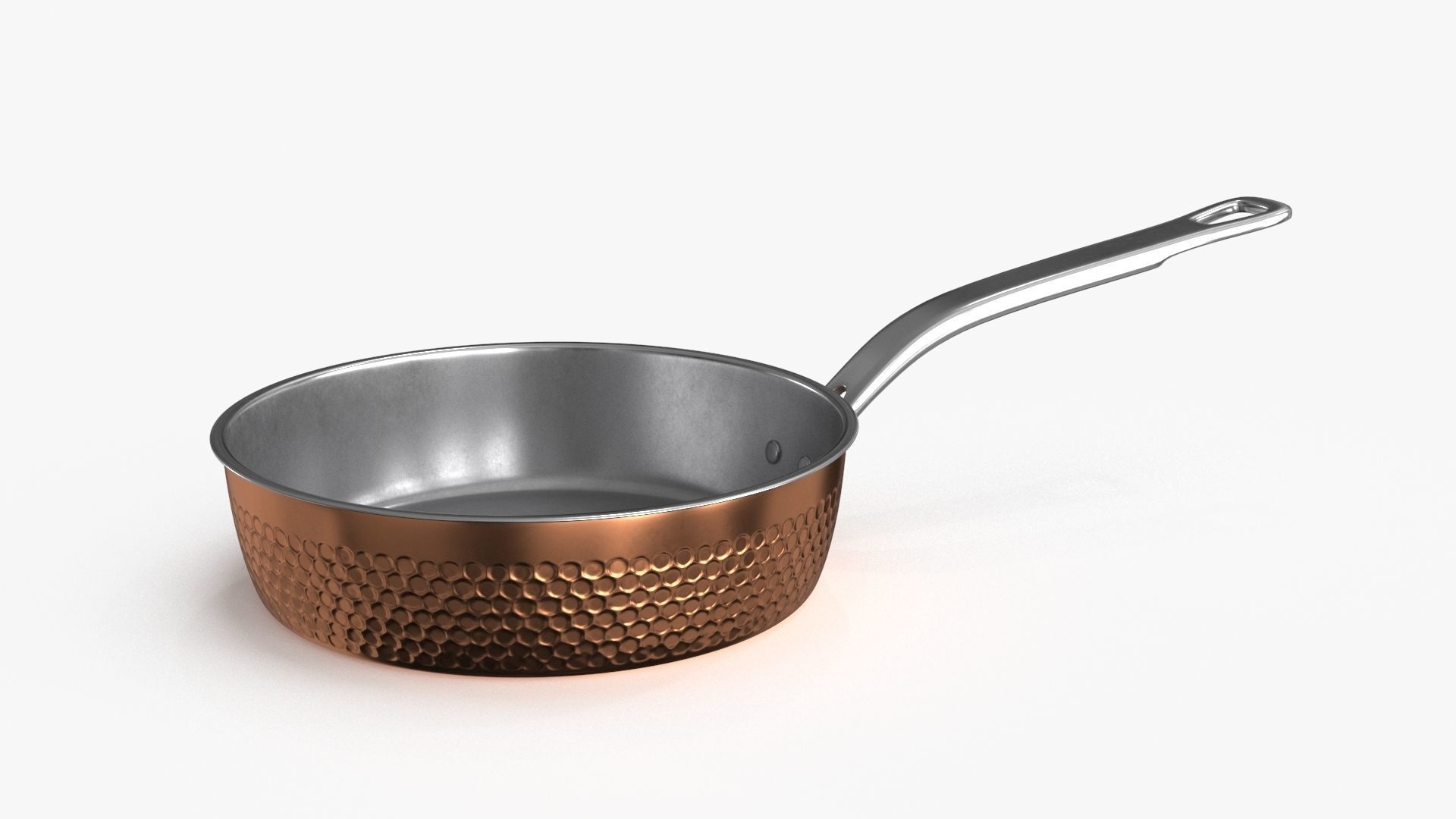 Stainless Steel Cookware Skillet 2 Low-poly 3D model_2