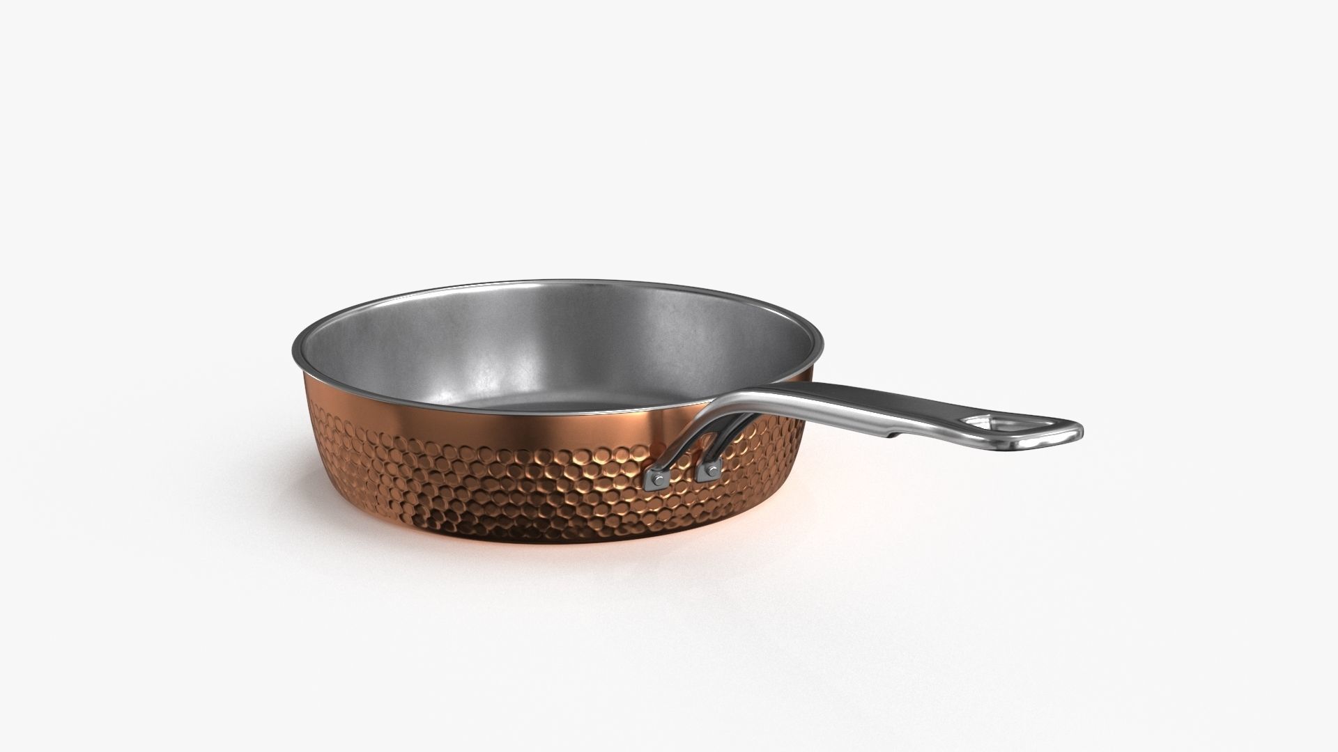 Stainless Steel Cookware Skillet 2 Low-poly 3D model_4