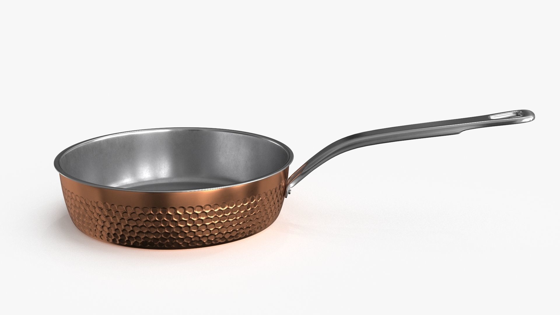 Stainless Steel Cookware Skillet 2 Low-poly 3D model_3