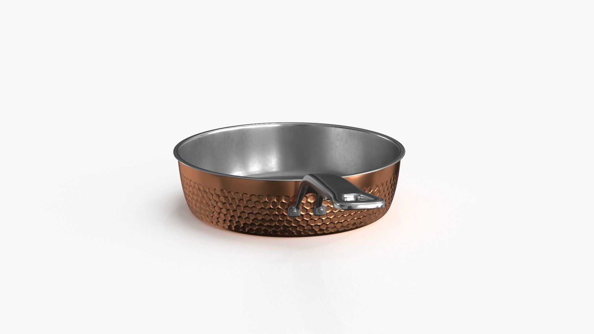 Stainless Steel Cookware Skillet 2 Low-poly 3D model_5