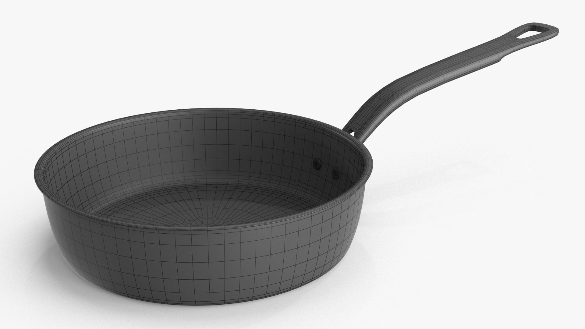Stainless Steel Cookware Skillet 2 Low-poly 3D model_11