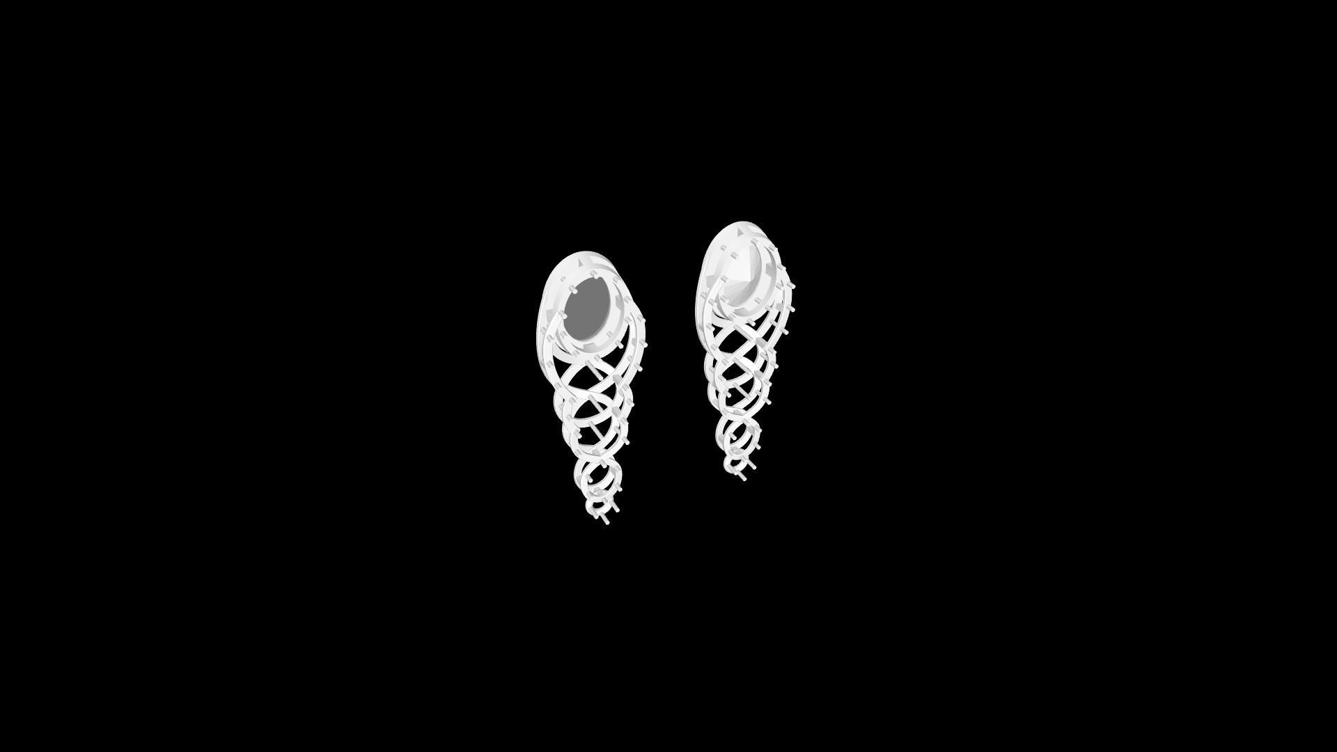 Delicate Fine Diamond Hoop Earrings 3d Model Print STL 3D 3D print model_18