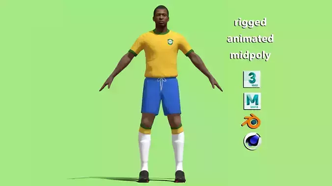 3D Rigged Pele Brazil