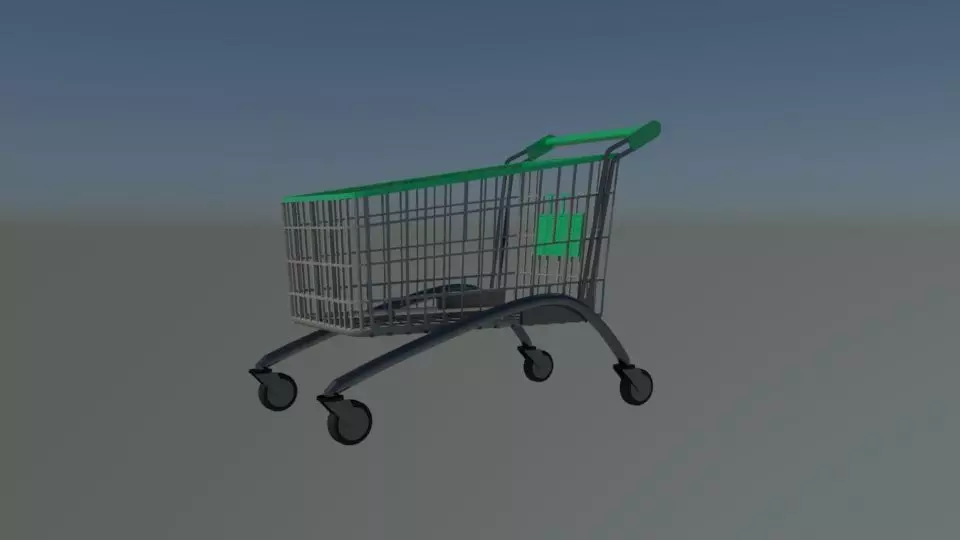 Shopping cart trolly Free 3D model_0