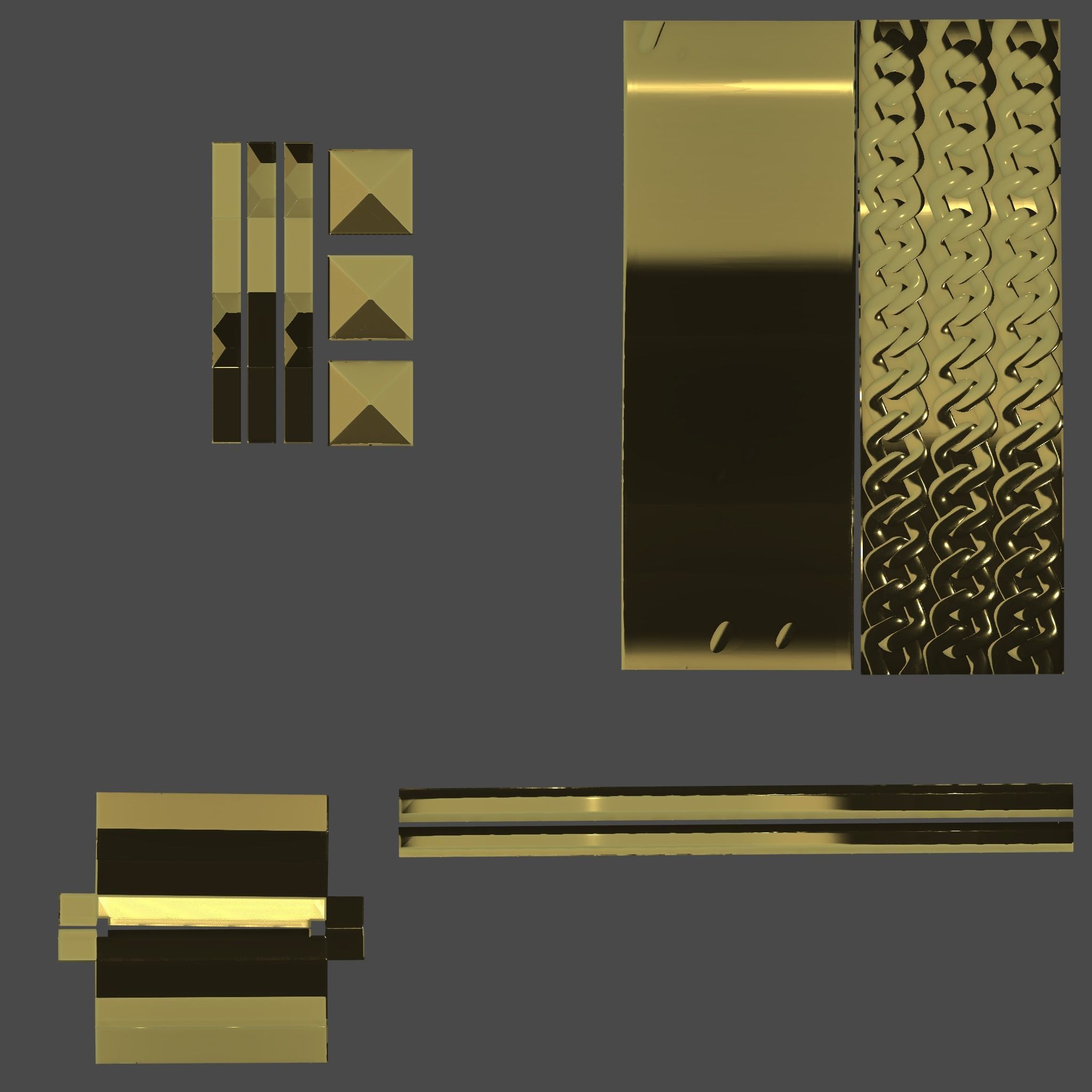 Gold Bracelet Low-poly 3D model_9