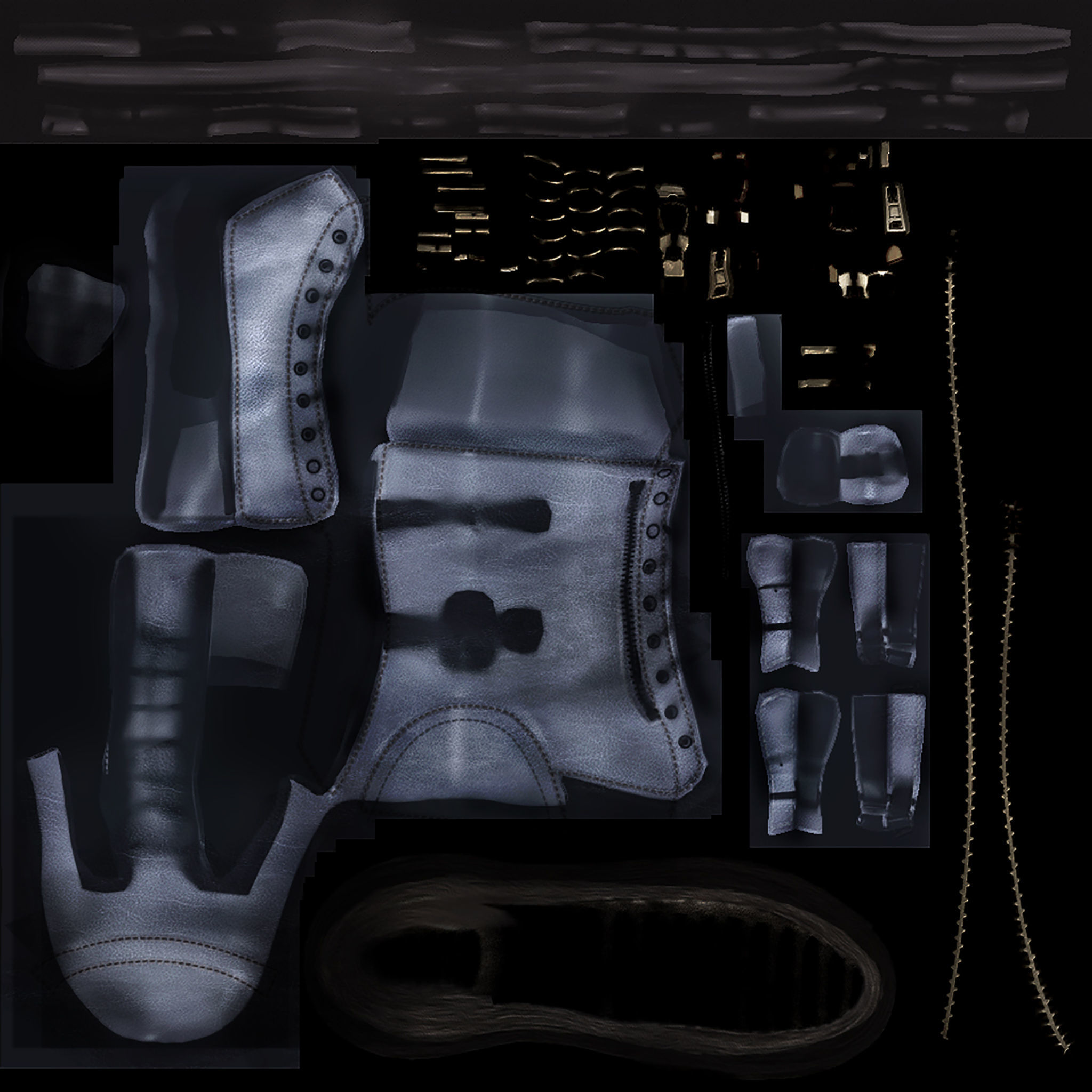 Mid Calf Combat Boots Low-poly 3D model_10