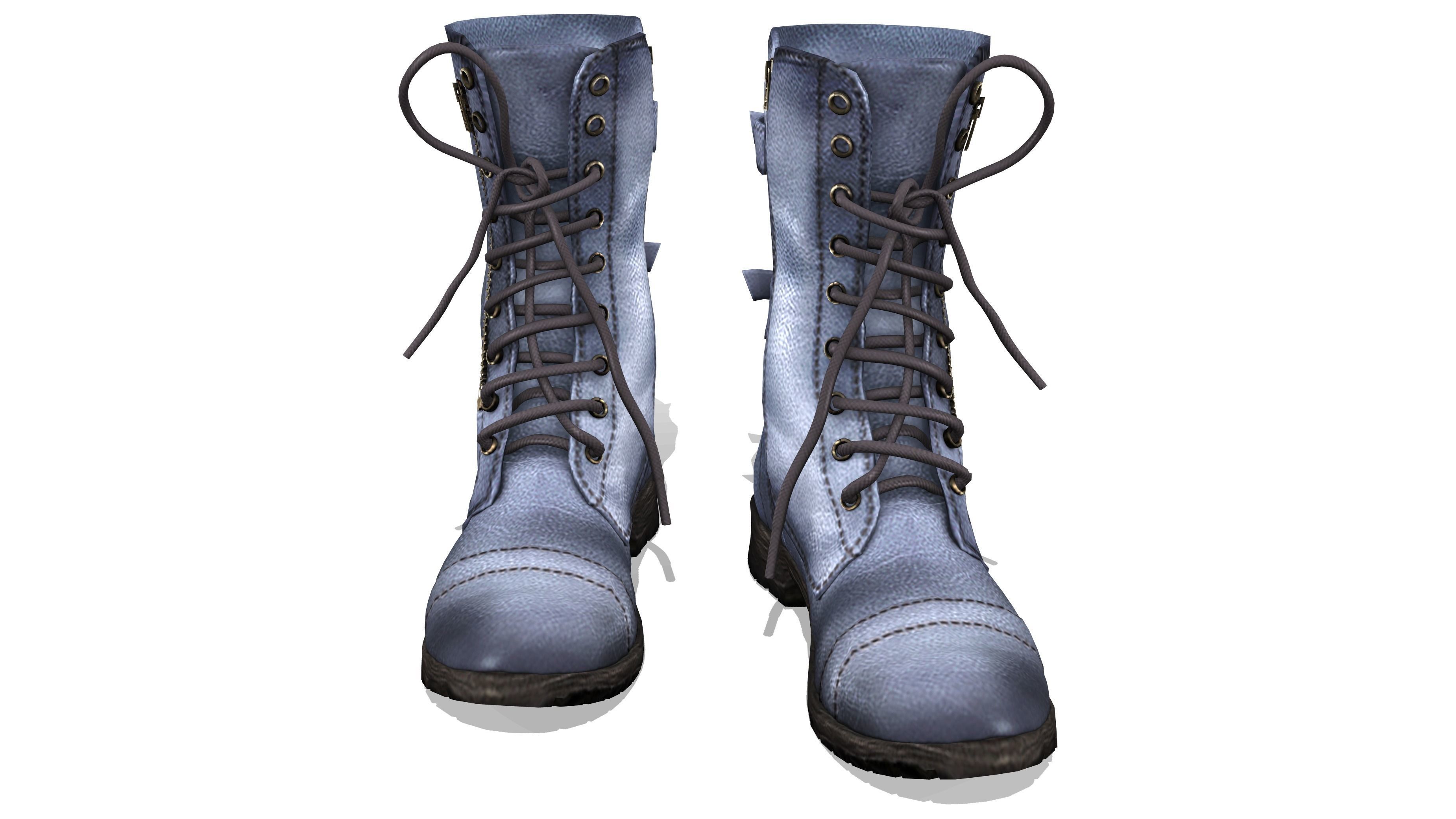 Mid Calf Combat Boots Low-poly 3D model_3