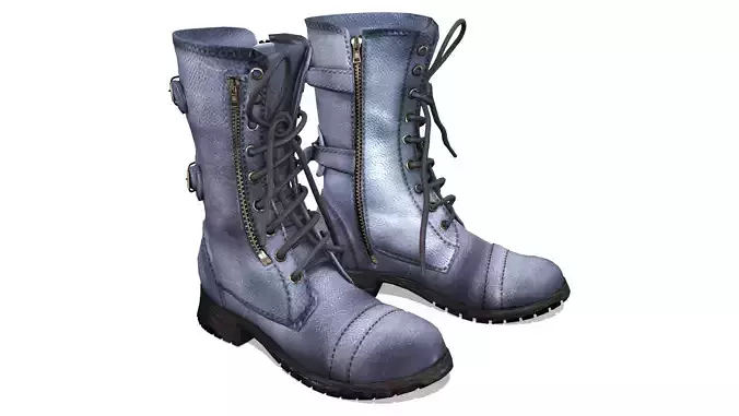 Mid Calf Combat Boots Low-poly 3D model