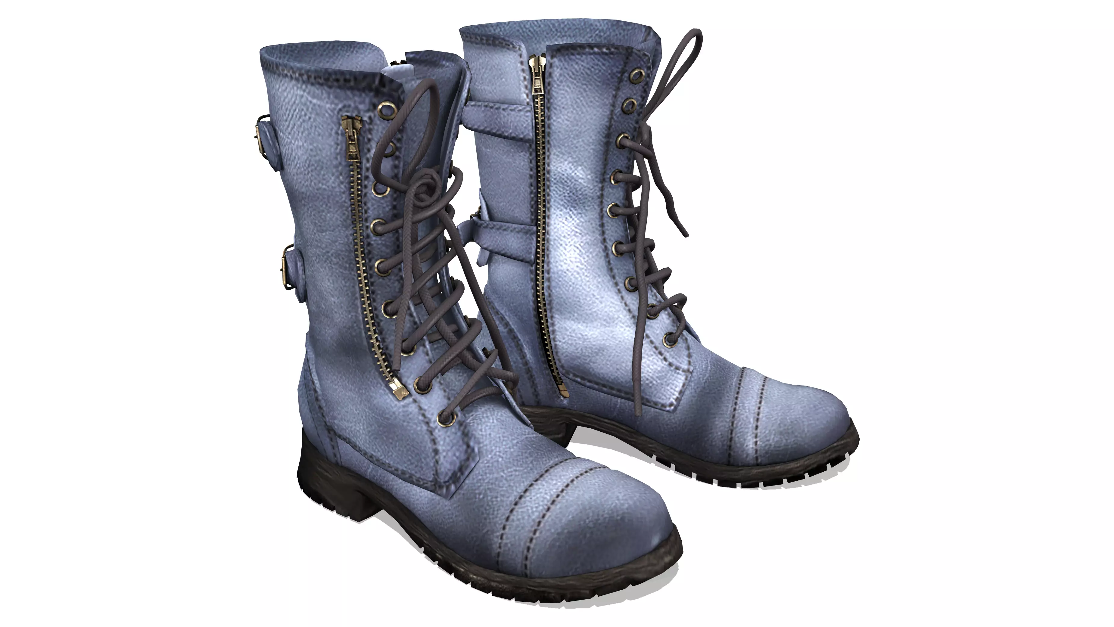 Mid Calf Combat Boots Low-poly 3D model_0