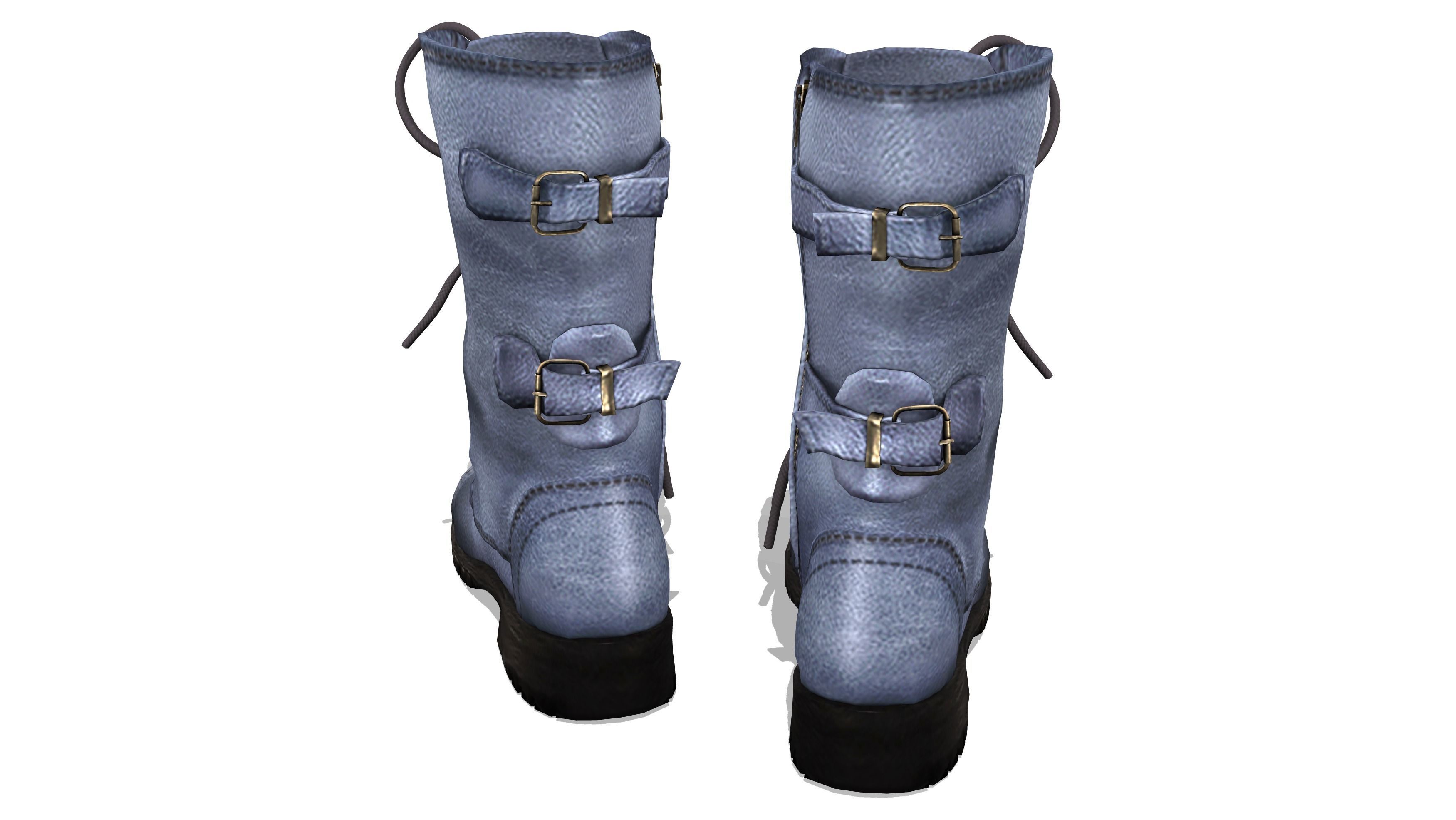 Mid Calf Combat Boots Low-poly 3D model_6