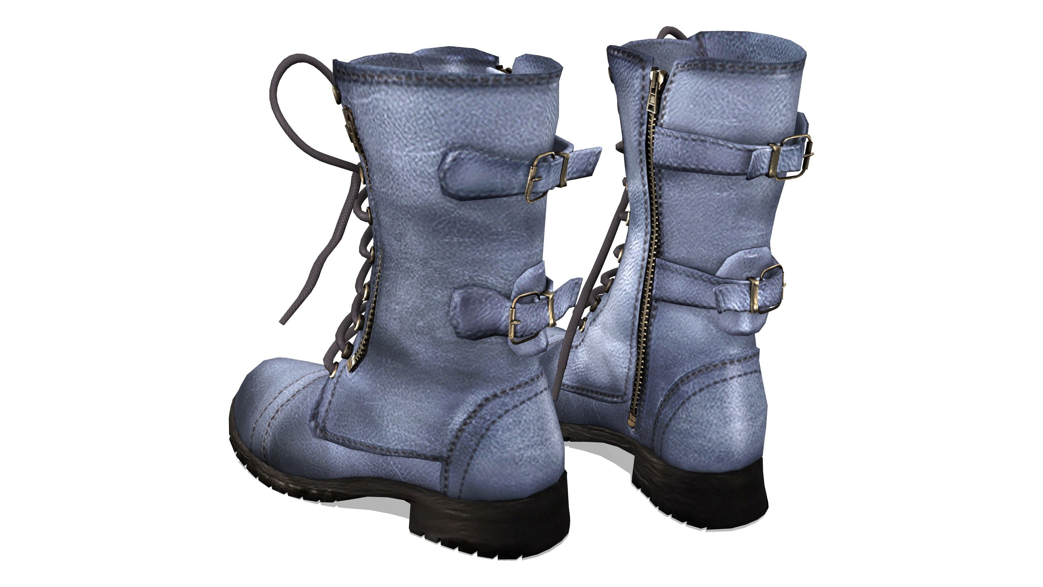 Mid Calf Combat Boots Low-poly 3D model_5