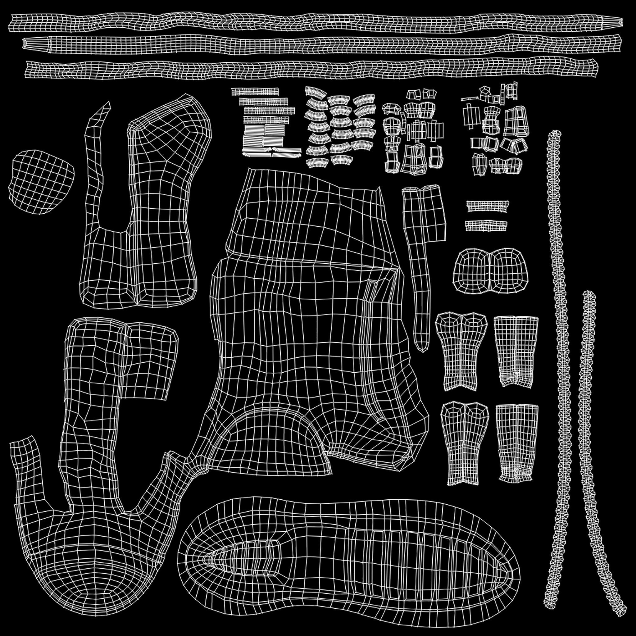 Mid Calf Combat Boots Low-poly 3D model_15