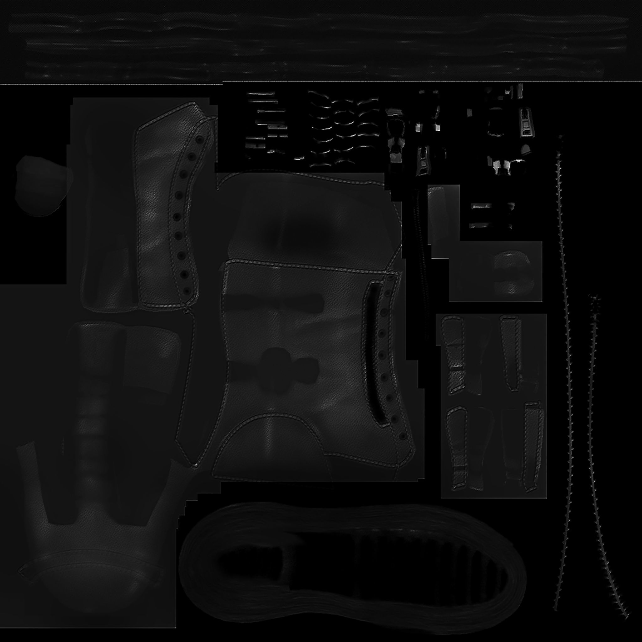 Mid Calf Combat Boots Low-poly 3D model_11