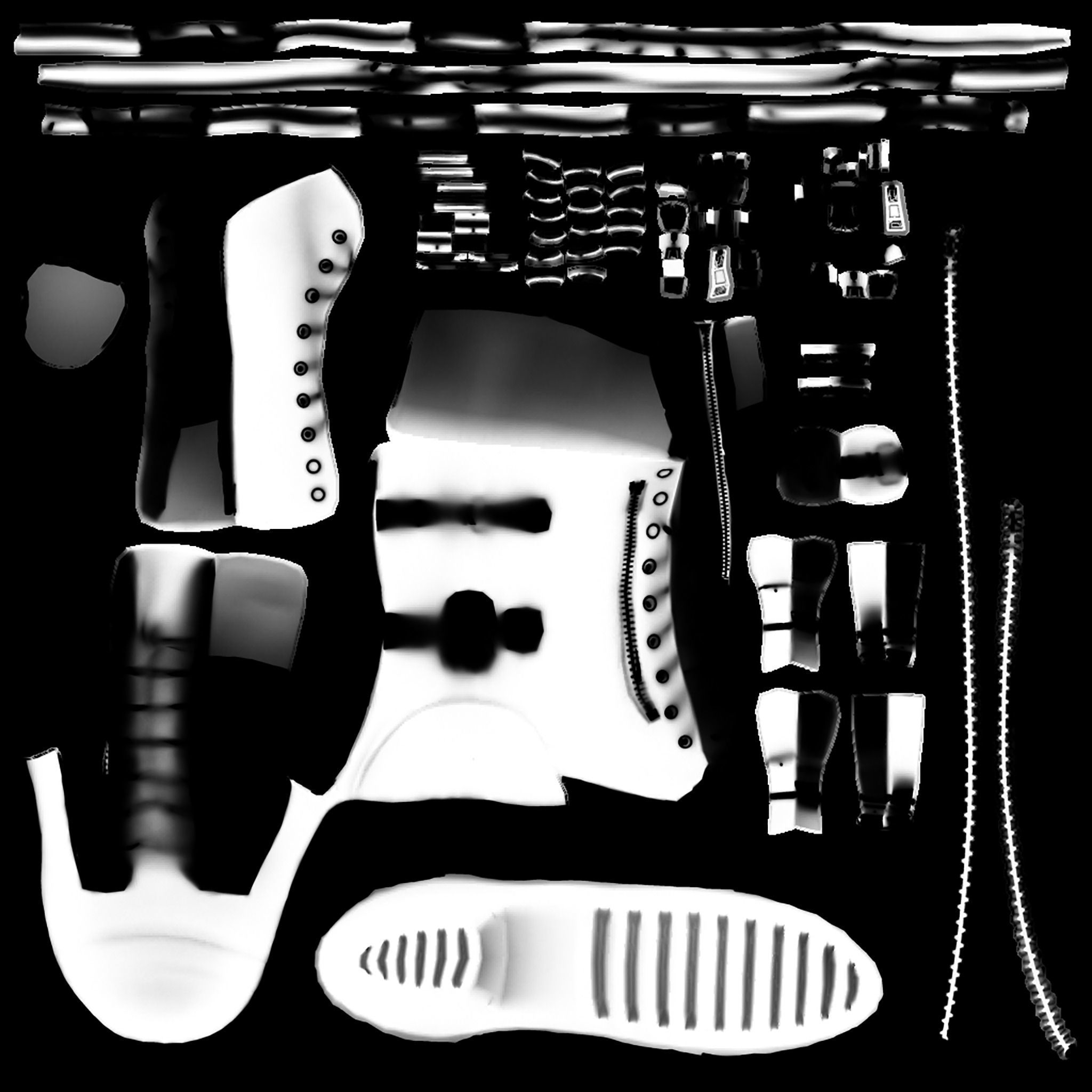 Mid Calf Combat Boots Low-poly 3D model_14