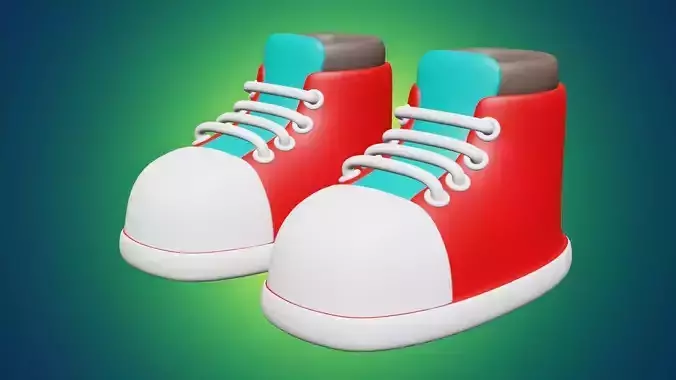 Sneaker Shoes or Footwear 3D Model Easy Cartoon Minimalist Style