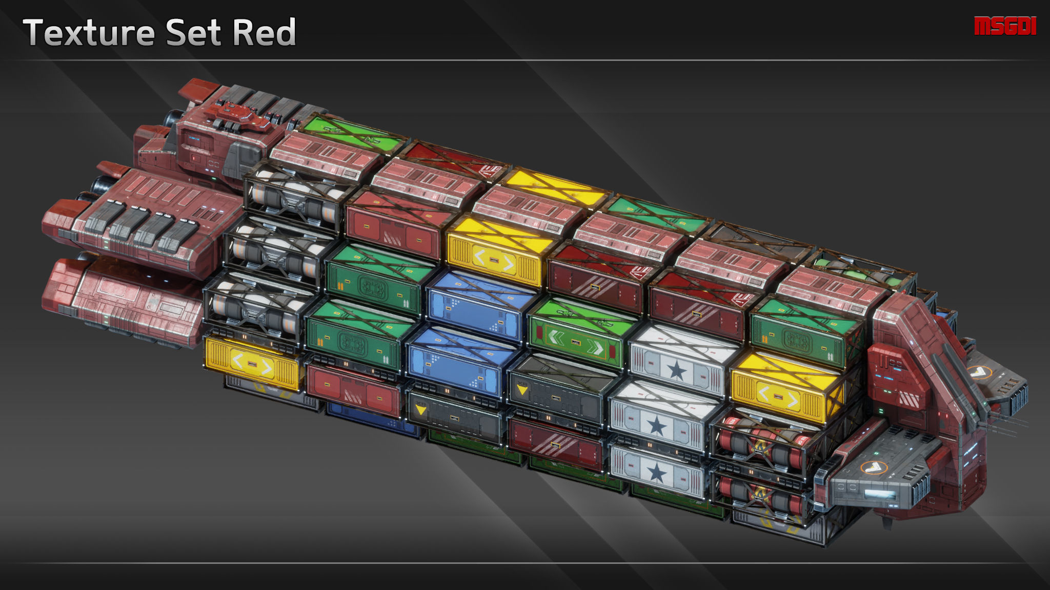 Spaceship CFS113 Superfreighter Low-poly 3D model_10