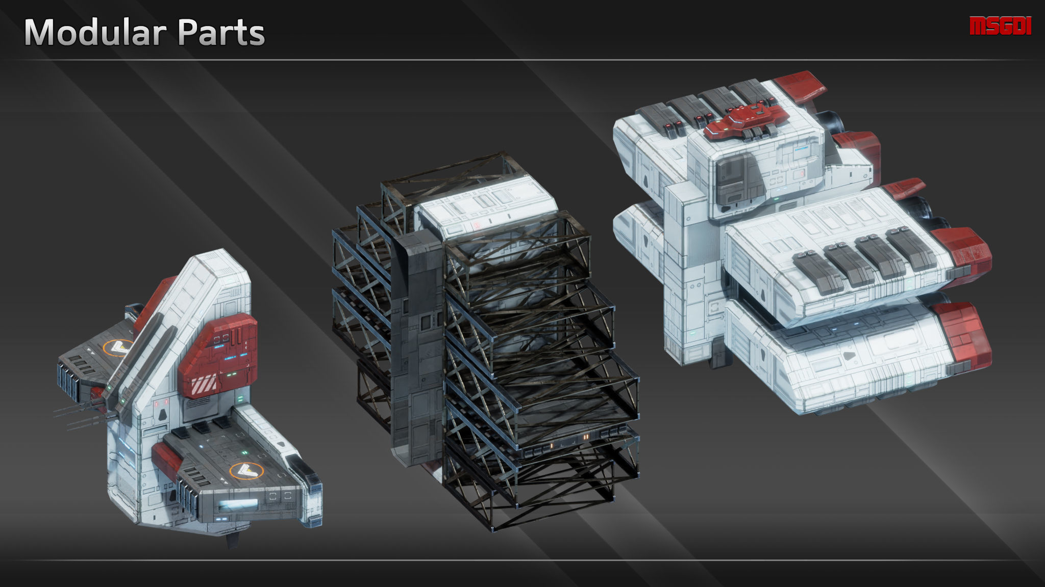 Spaceship CFS113 Superfreighter Low-poly 3D model_1