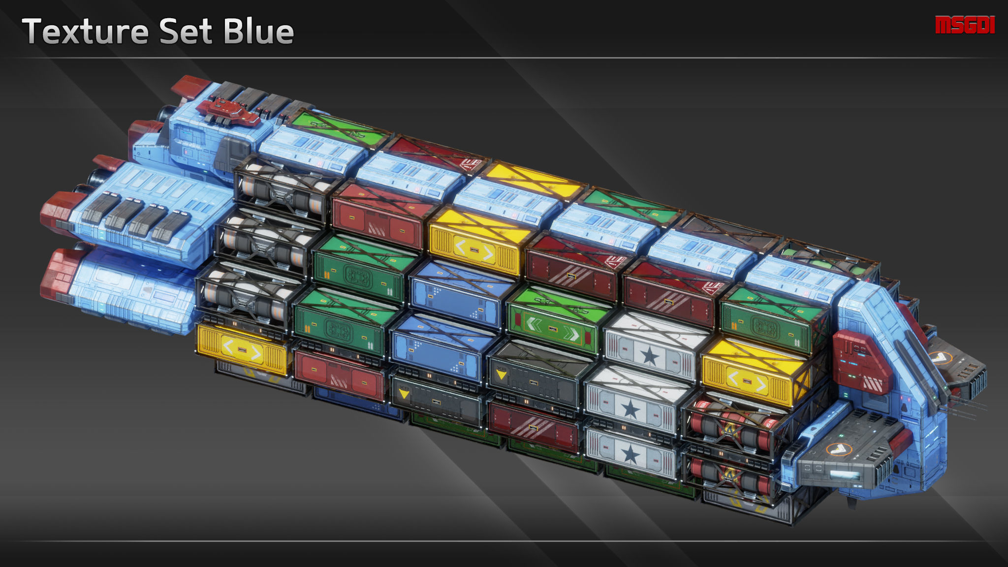 Spaceship CFS113 Superfreighter Low-poly 3D model_7