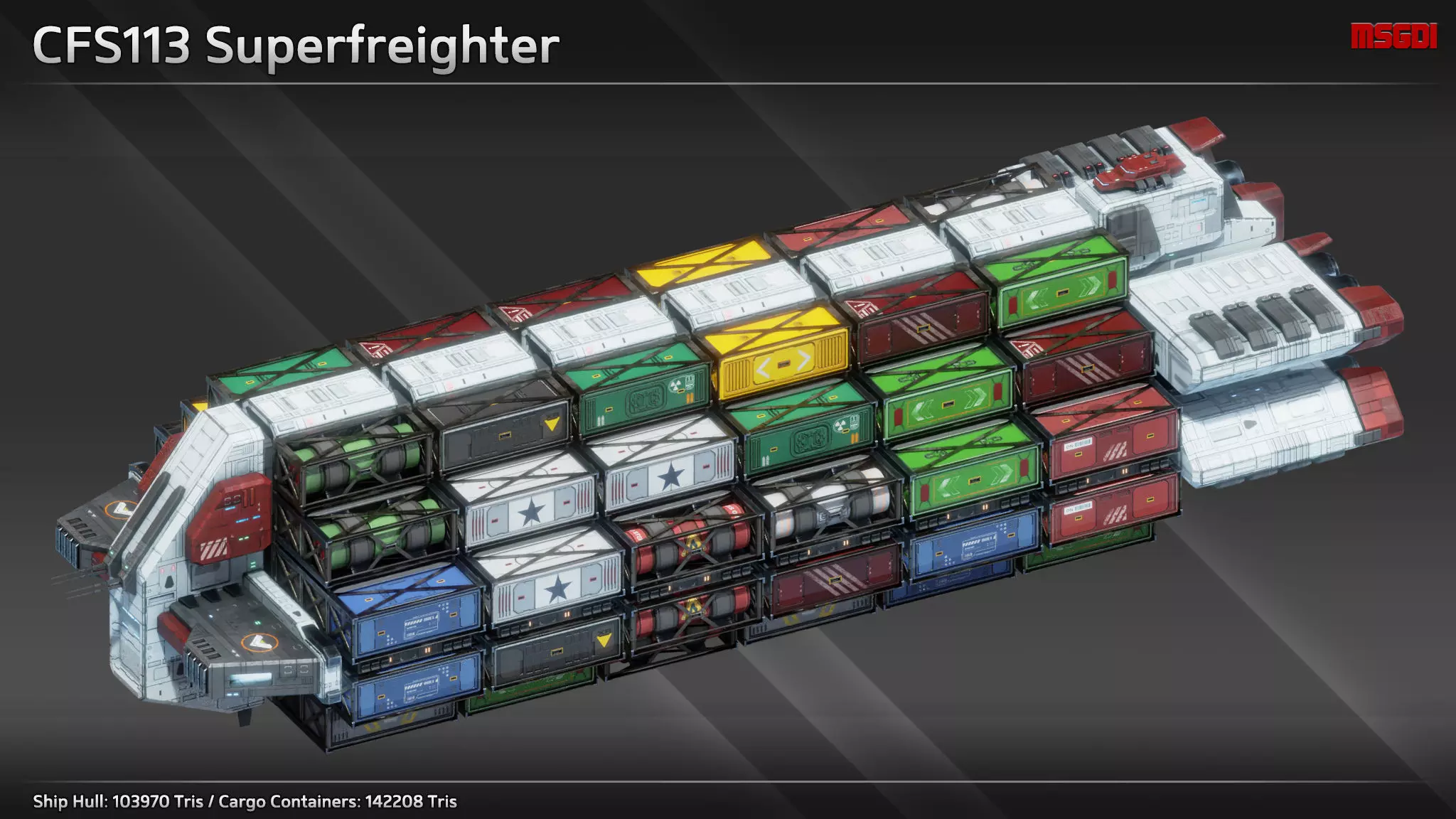 Spaceship CFS113 Superfreighter Low-poly 3D model_0