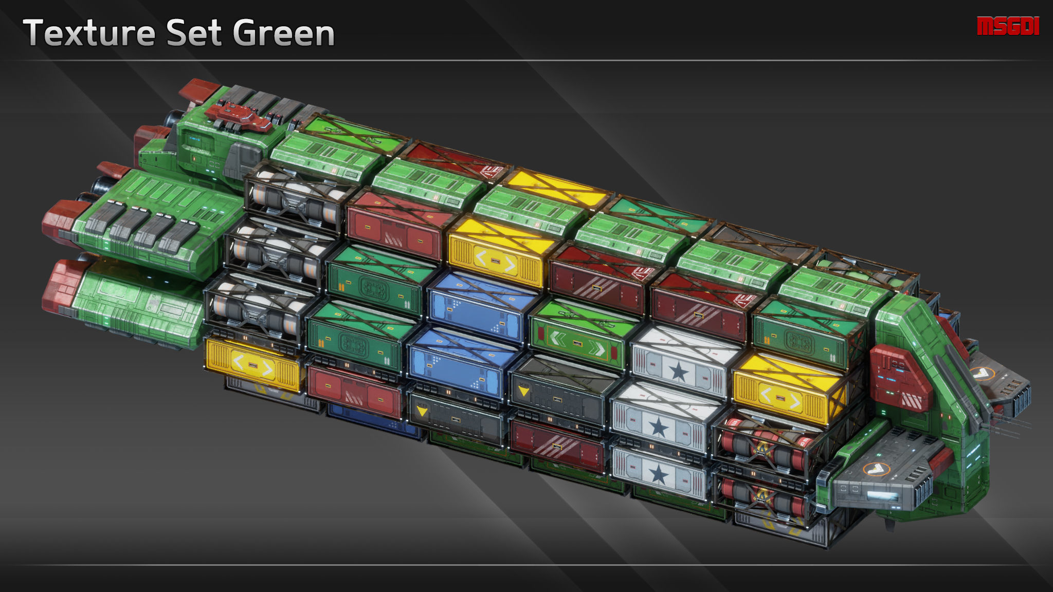 Spaceship CFS113 Superfreighter Low-poly 3D model_8