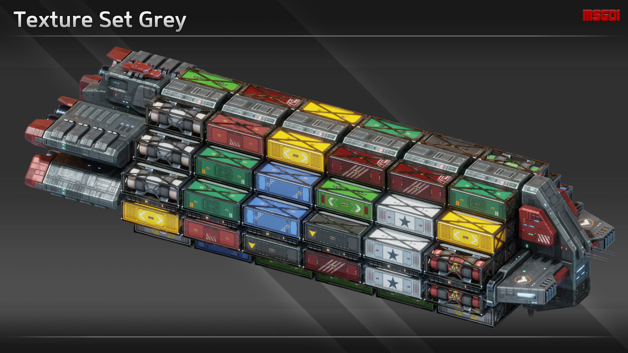 Spaceship CFS113 Superfreighter Low-poly 3D model_9