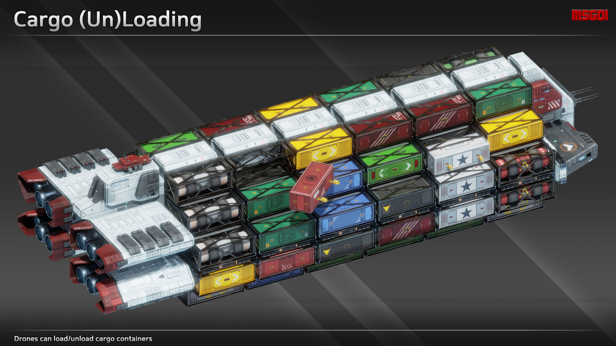 Spaceship CFS113 Superfreighter Low-poly 3D model_5