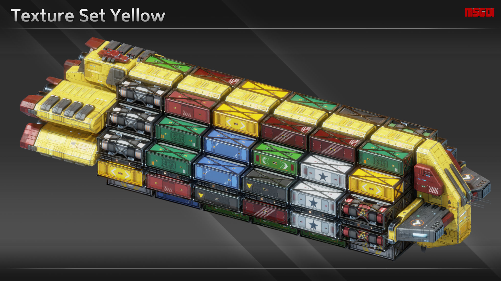 Spaceship CFS113 Superfreighter Low-poly 3D model_12