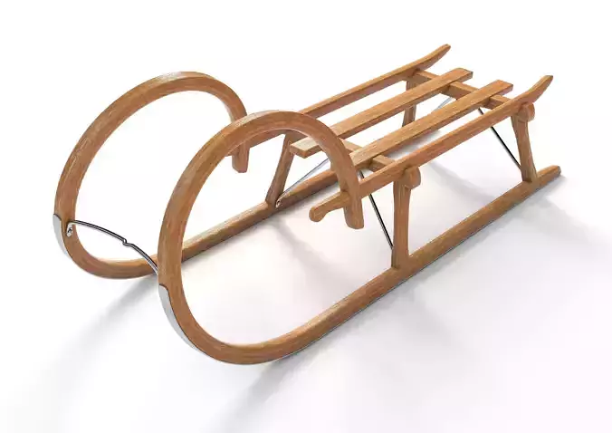 Vintage Wooden Sled 3D model