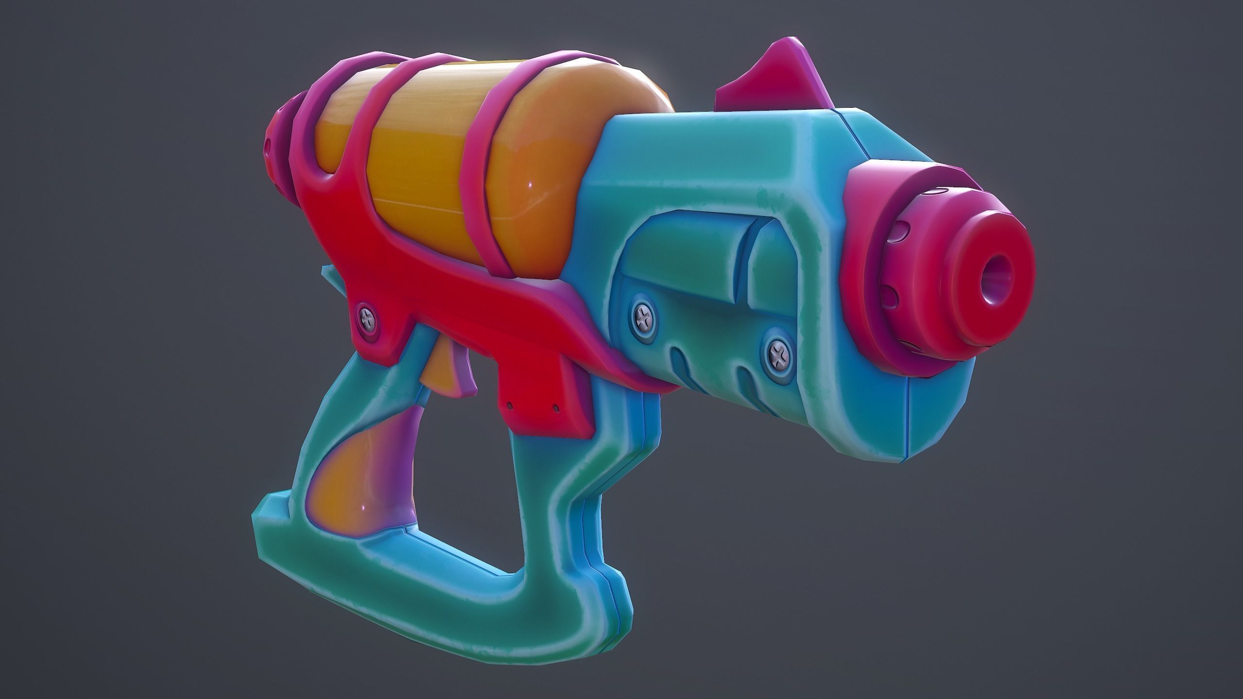Water Gun Cartoon Soaker VR AR Low Poly Low-poly 3D model_6