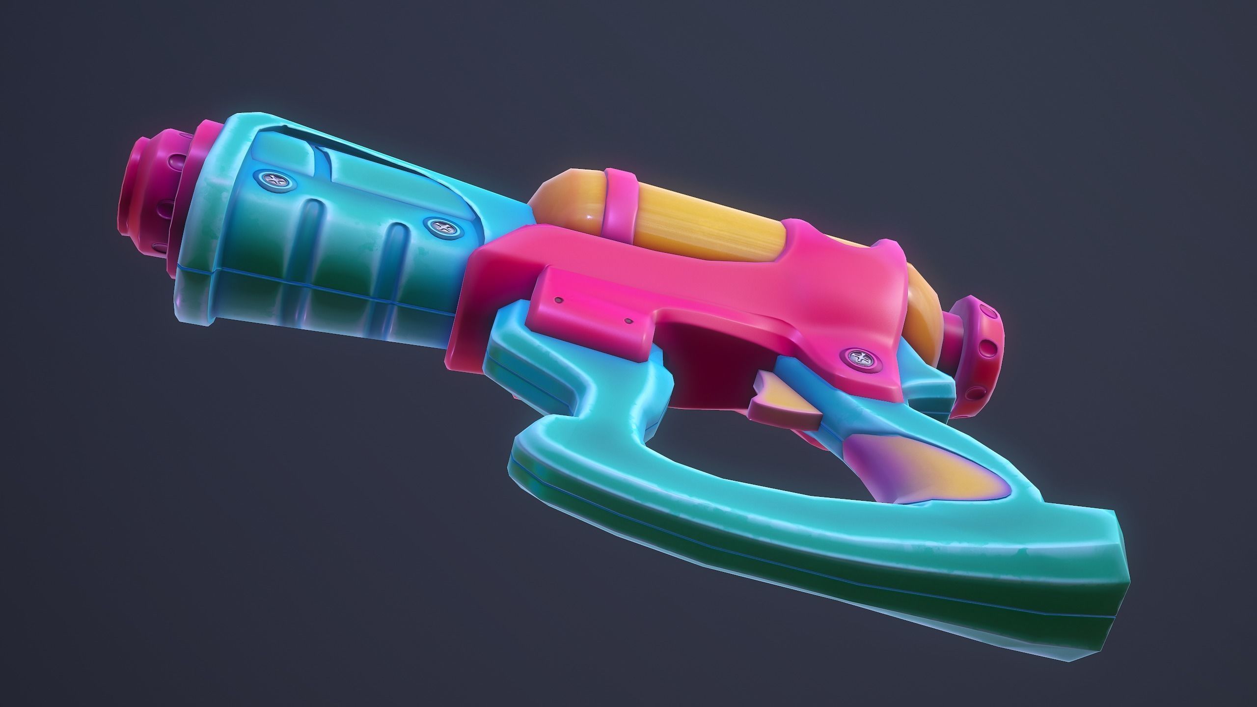 Water Gun Cartoon Soaker VR AR Low Poly Low-poly 3D model_4