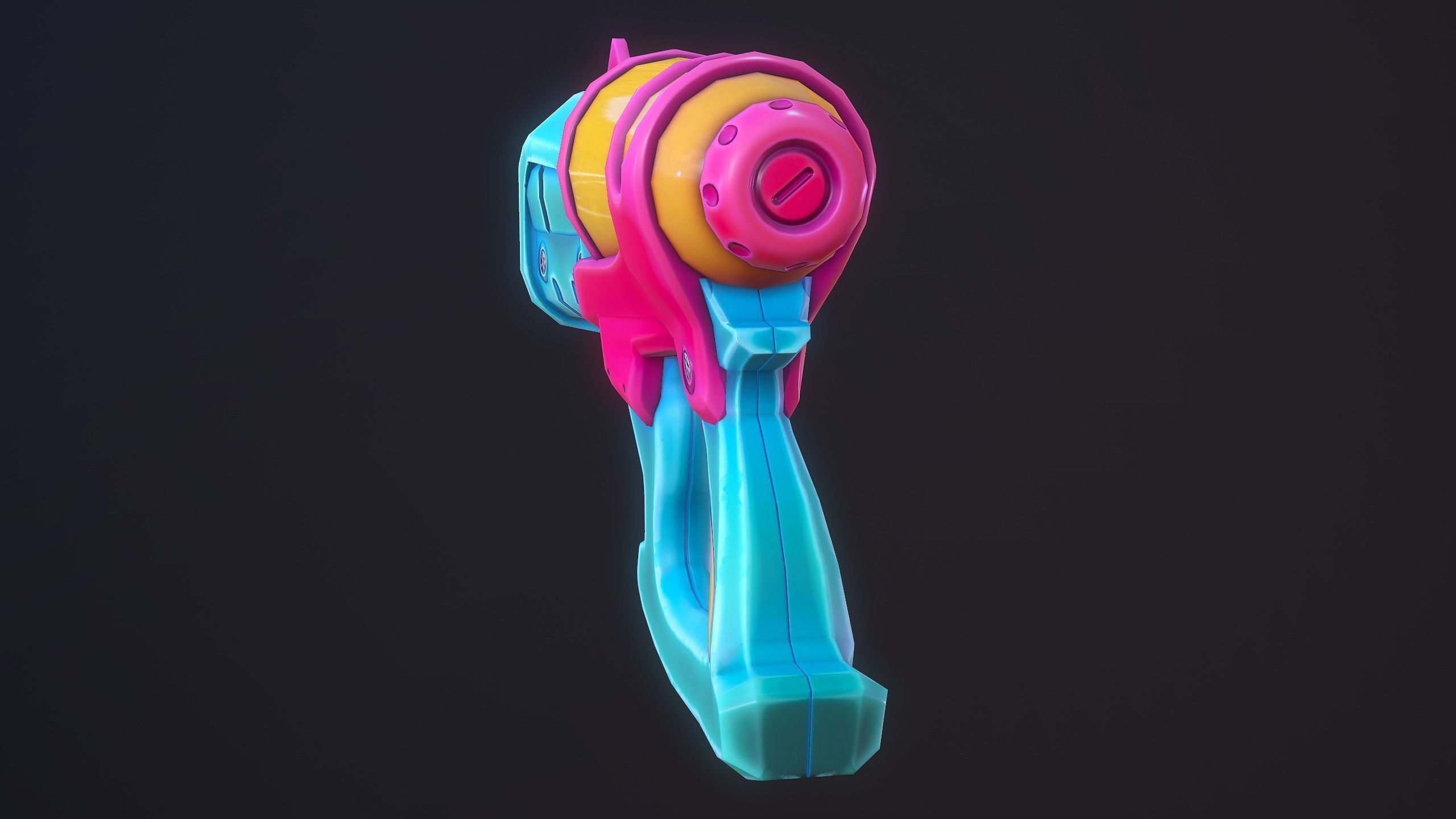 Water Gun Cartoon Soaker VR AR Low Poly Low-poly 3D model_7