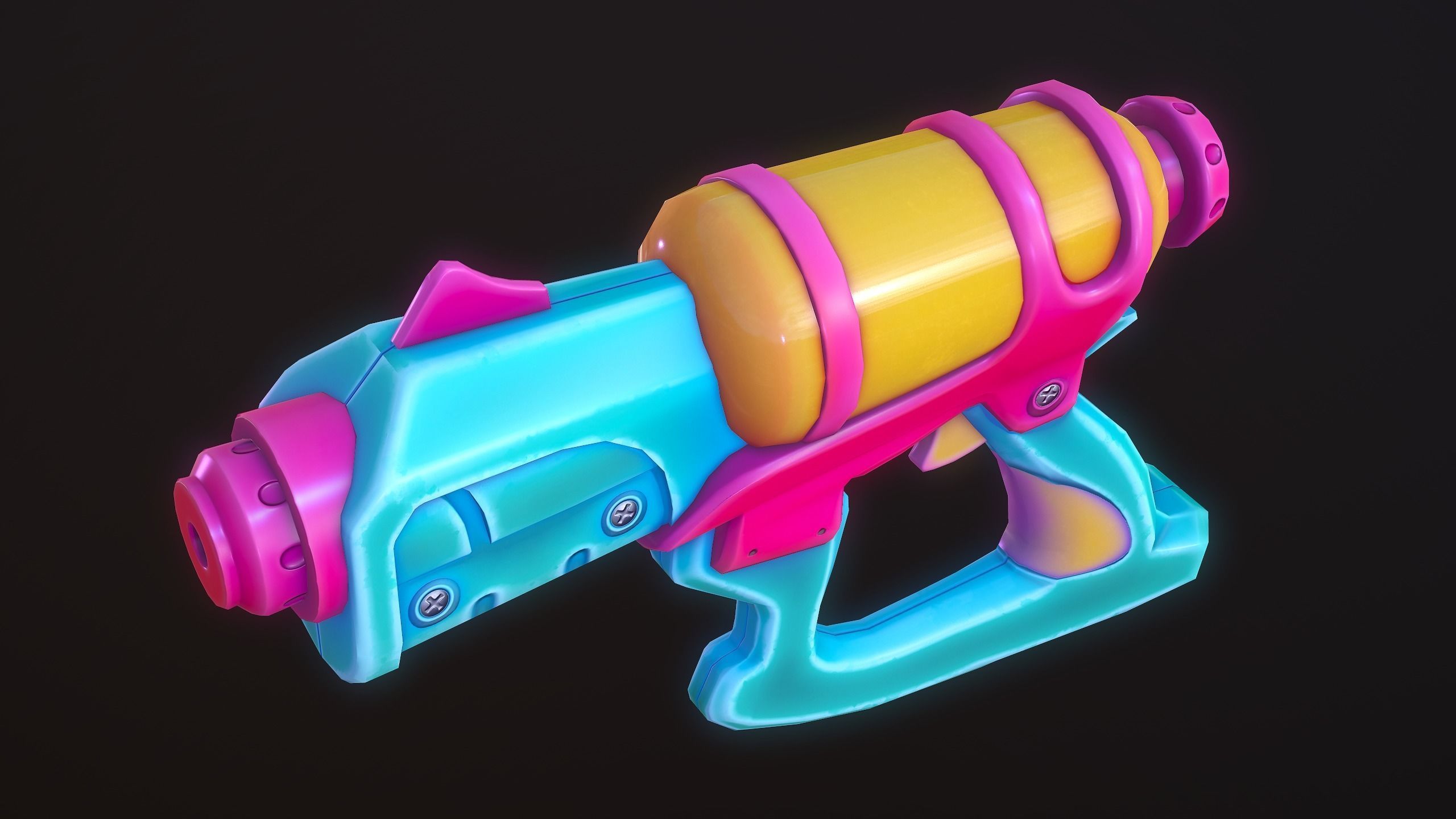 Water Gun Cartoon Soaker VR AR Low Poly Low-poly 3D model_5