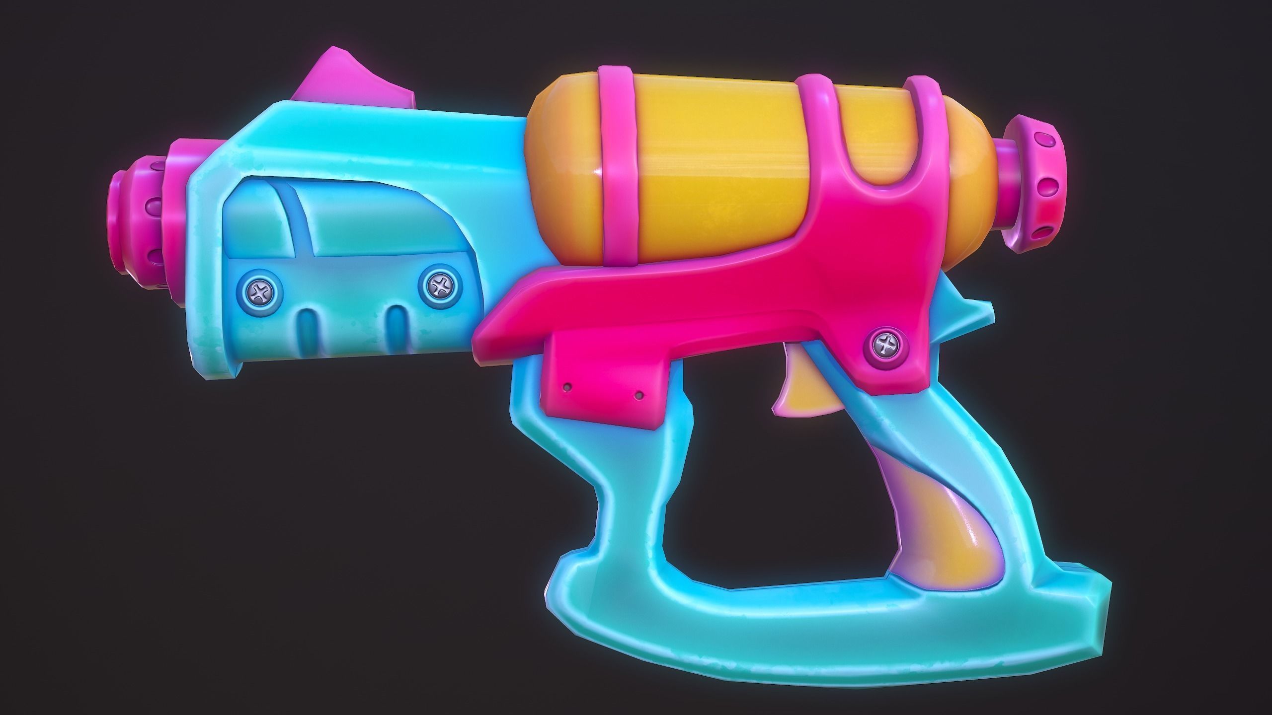 Water Gun Cartoon Soaker VR AR Low Poly Low-poly 3D model_2