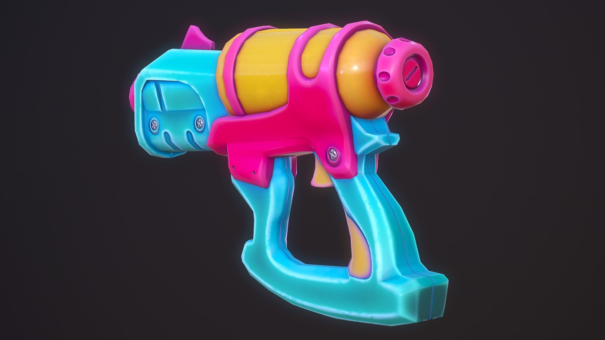 Water Gun Cartoon Soaker VR AR Low Poly Low-poly 3D model_3