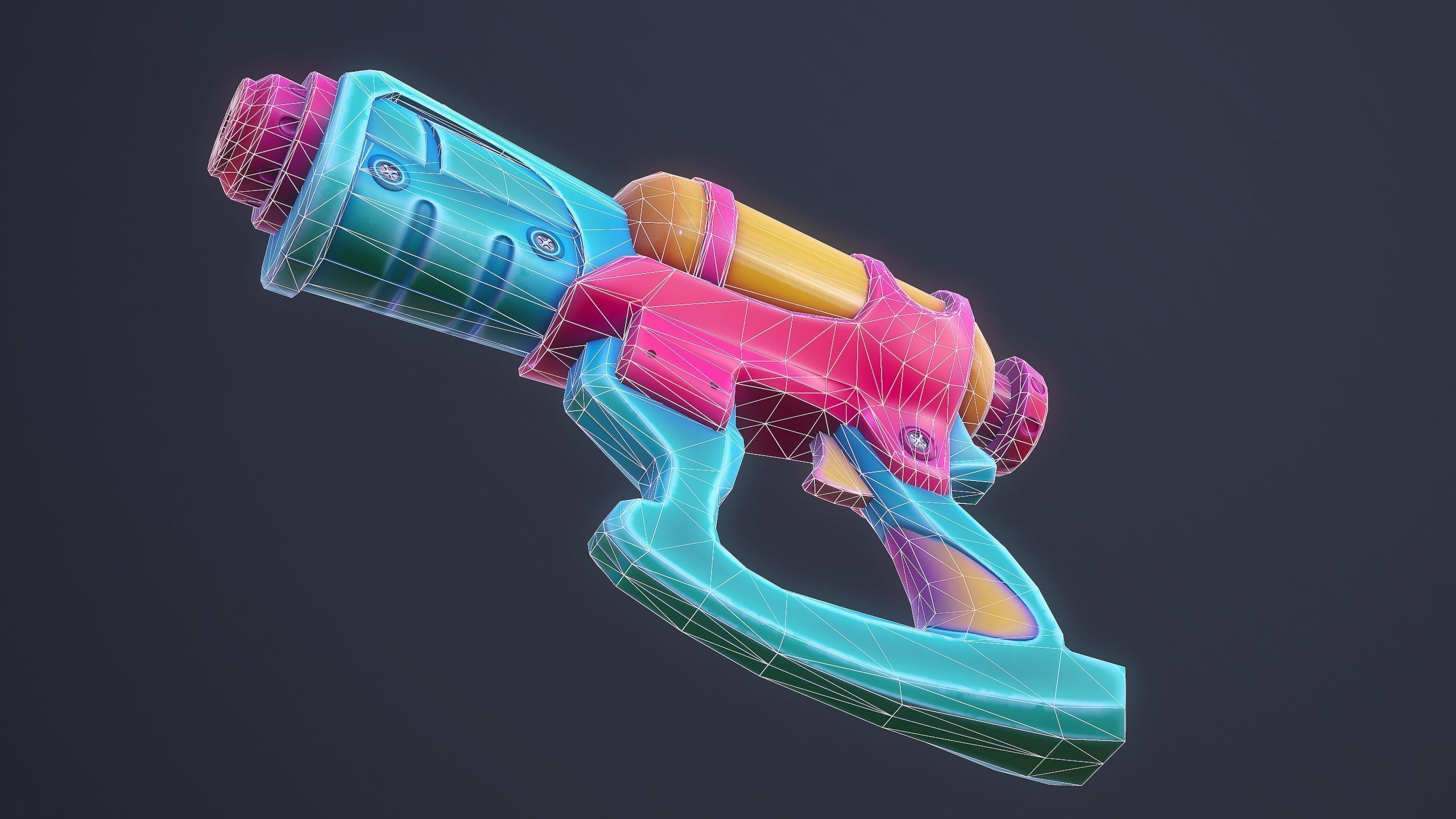 Water Gun Cartoon Soaker VR AR Low Poly Low-poly 3D model_9
