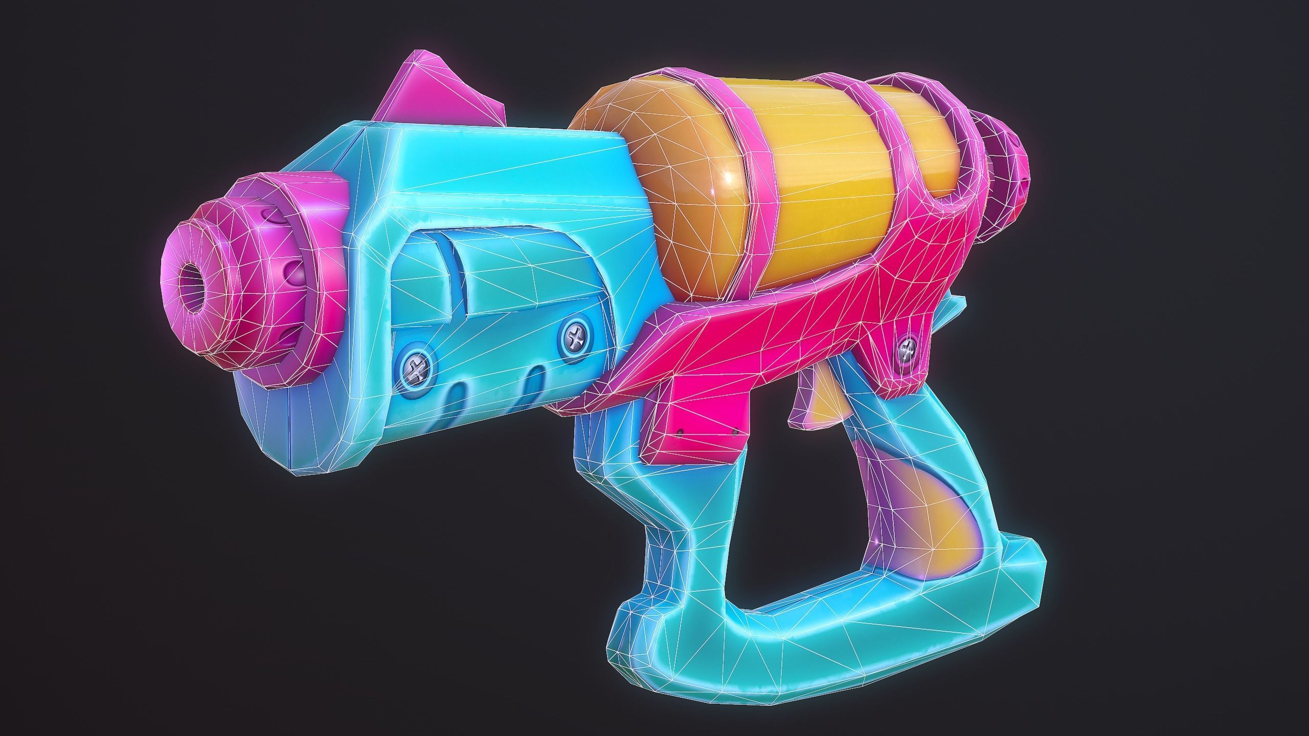 Water Gun Cartoon Soaker VR AR Low Poly Low-poly 3D model_8