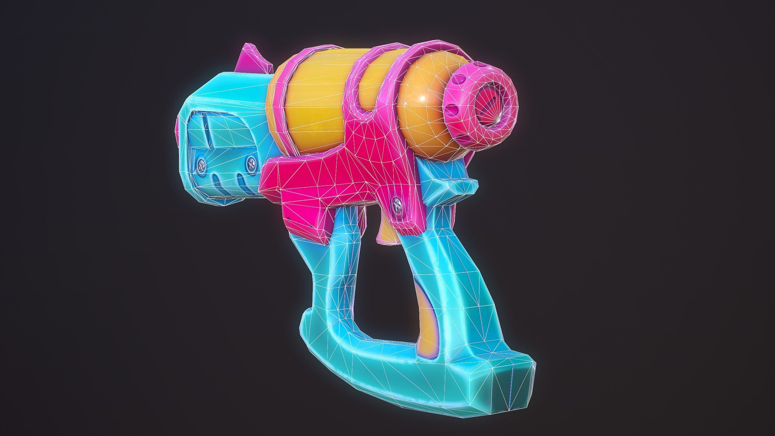 Water Gun Cartoon Soaker VR AR Low Poly Low-poly 3D model_10