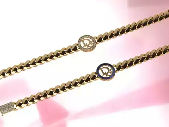 7MM Fusion Cuban Link Chain Bracelet DIOR